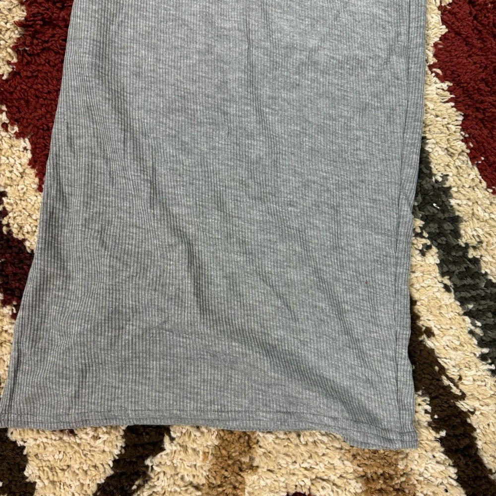 Pretty Little Thing Midi Dress One Shoulder Solid Gray Ribbed Tank Fitted Slit - Picture 3 of 8